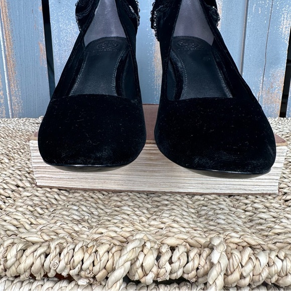 Tory Burch Josephine Velvet Rhinestone Bow Pump Black Sz 7.5 - Picture 3 of 16
